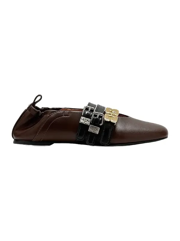 Women's Sue Triple-Strap Leather Ballet Flats Women's Sue Triple-Strap Leather Ballet Flats