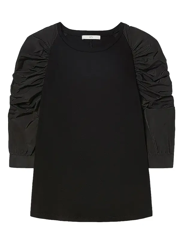 Women's Jersey and Taffeta T-Shirt - Black