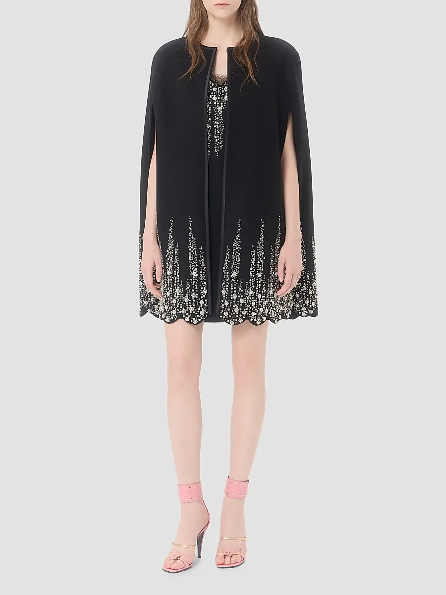 Valentino Women's Embroidered Compact Drap Cape | Thumbnail 2 Valentino Women's Embroidered Compact Drap Cape | Thumbnail 2