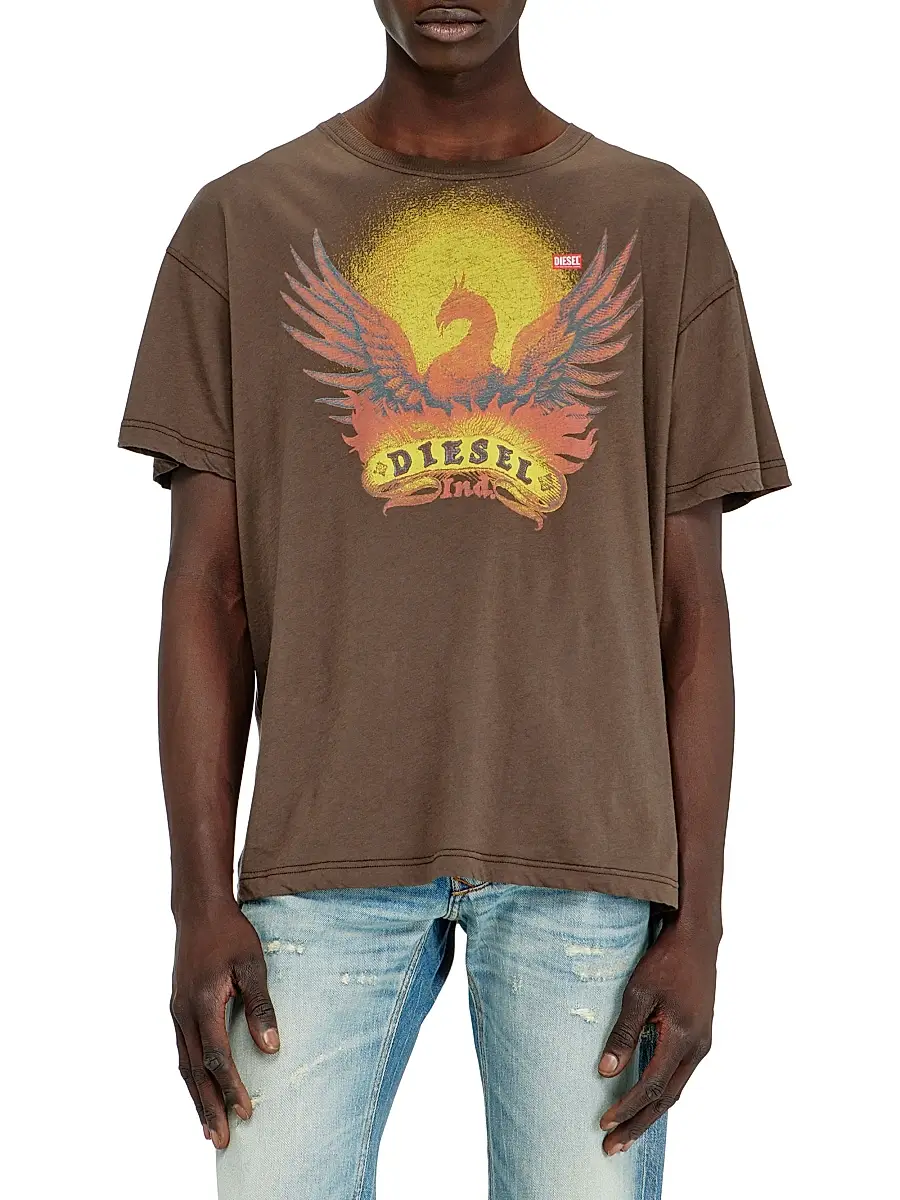 Diesel Men's Logo Graphic Phoenix Cotton T-Shirt | Thumbnail 3 Diesel Men's Logo Graphic Phoenix Cotton T-Shirt | Thumbnail 3