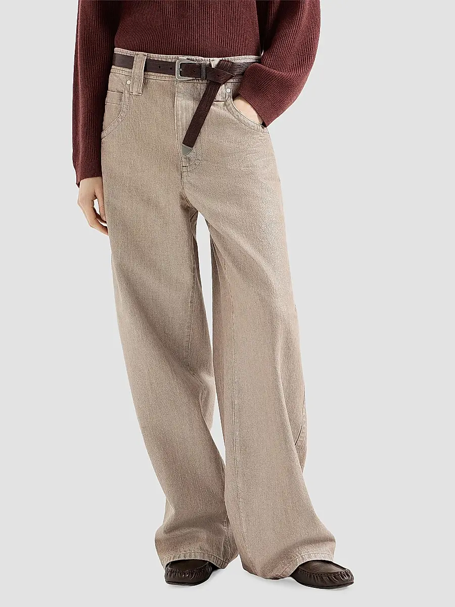 Brunello Cucinelli Women's Baggy Jeans with Monili - Rope | Thumbnail 2 Brunello Cucinelli Women's Baggy Jeans with Monili - Rope | Thumbnail 2