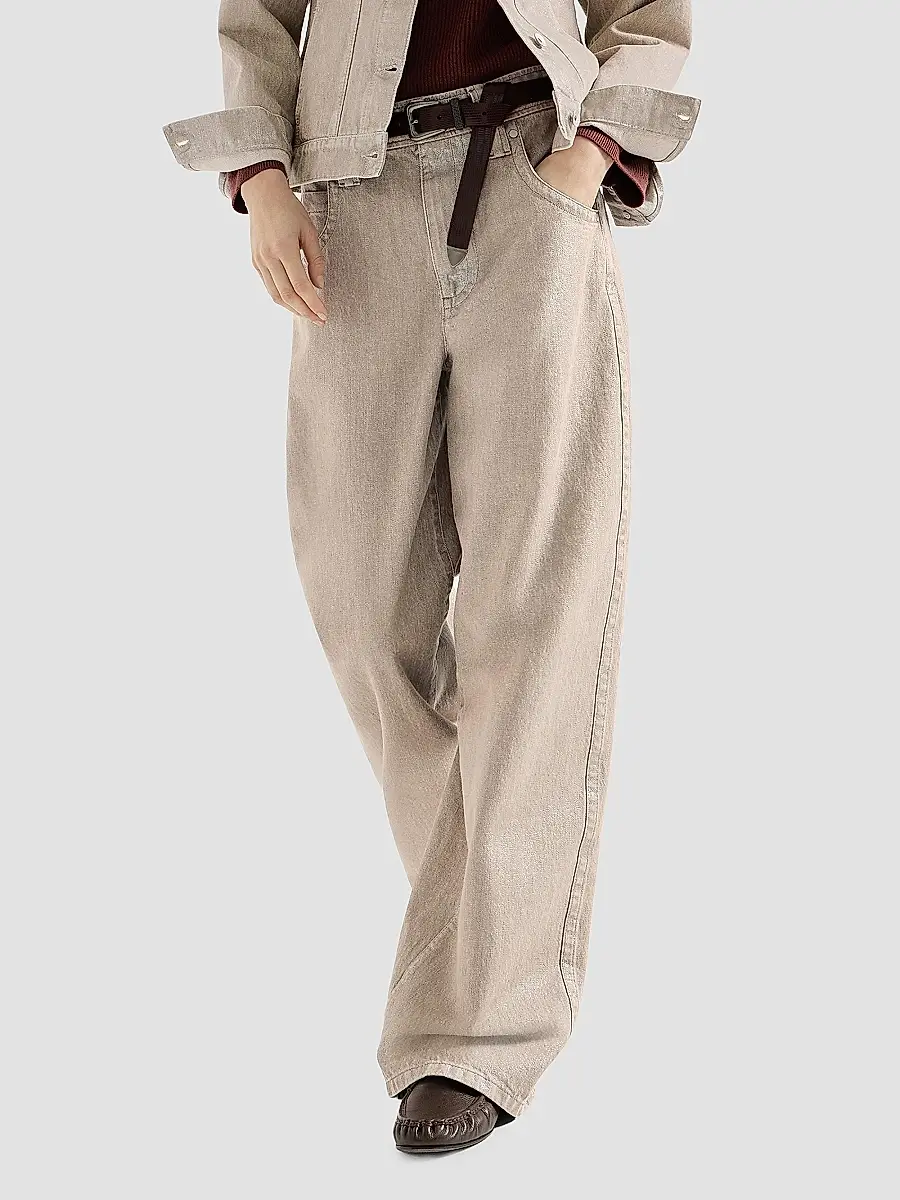 Brunello Cucinelli Women's Baggy Jeans with Monili - Rope | Thumbnail 4 Brunello Cucinelli Women's Baggy Jeans with Monili - Rope | Thumbnail 4