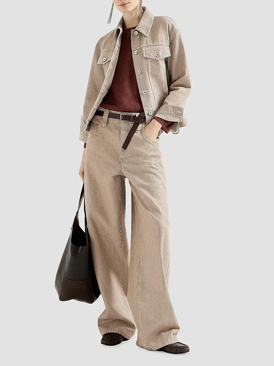 Brunello Cucinelli Women's Baggy Jeans with Monili - Rope | Thumbnail 6 Brunello Cucinelli Women's Baggy Jeans with Monili - Rope | Thumbnail 6