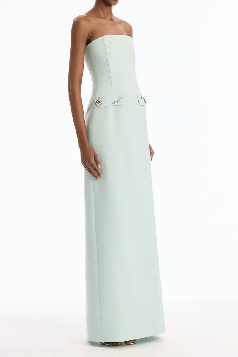 Oscar de la Renta Crystal Floral Embroidered Column Gown | Thumbnail 4 Oscar de la Renta Crystal Floral Embroidered Column Gown | Thumbnail 4