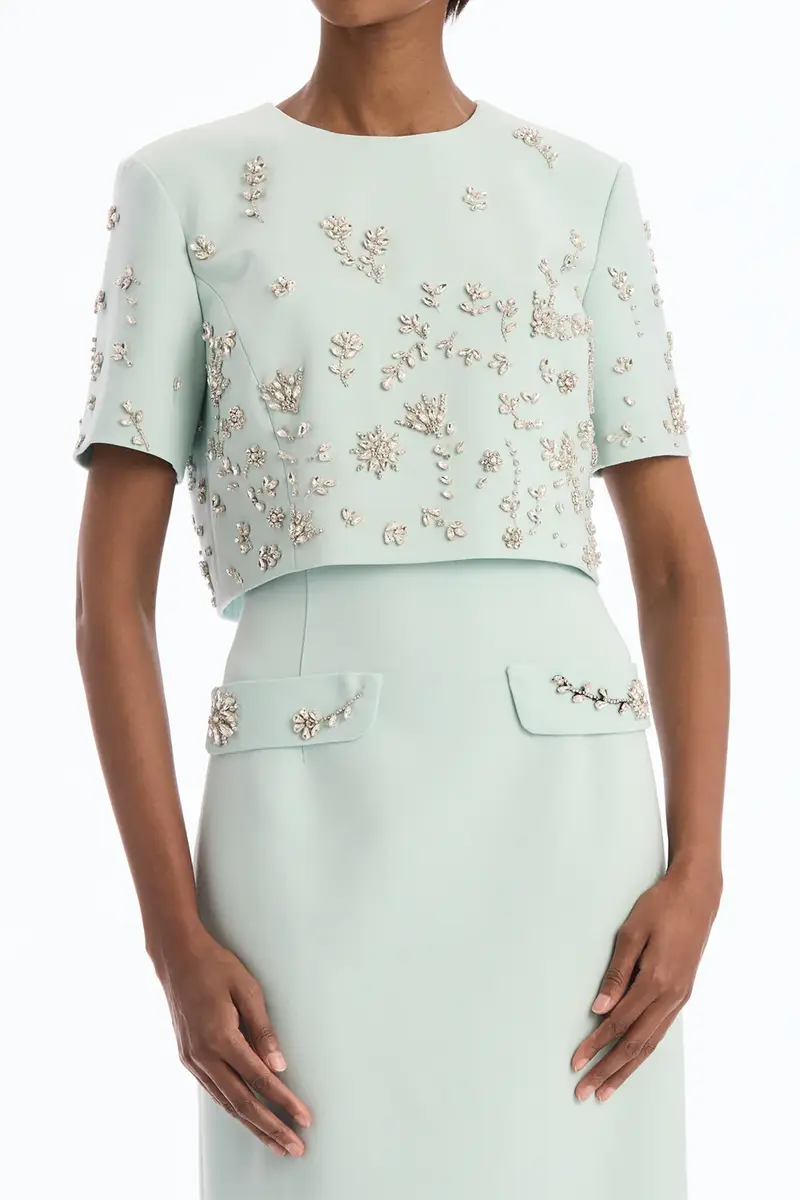 Oscar de la Renta Crystal Floral Embroidered Column Gown | Thumbnail 5 Oscar de la Renta Crystal Floral Embroidered Column Gown | Thumbnail 5
