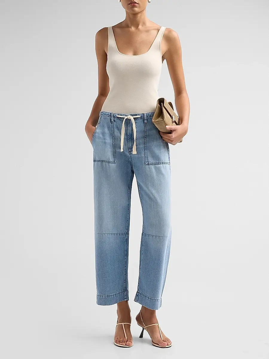 Le Jean Women's Weightless Utility Soft Barrel-Leg Drawstring Jeans | Thumbnail 2