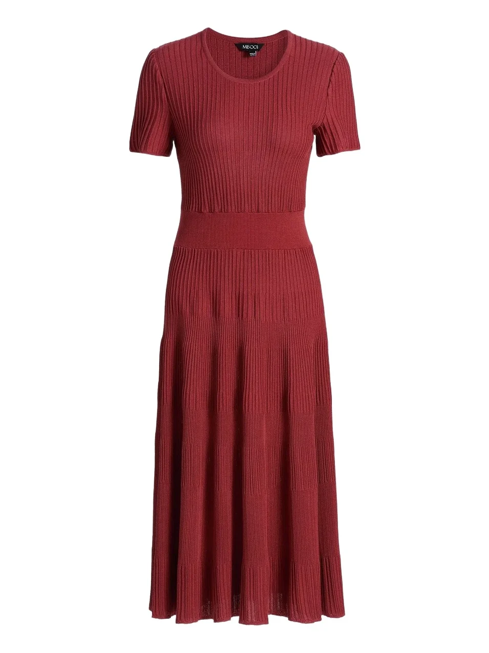 Women's Rib-Knit Fit & Flare Midi-Dress - Russet Women's Rib-Knit Fit & Flare Midi-Dress - Russet