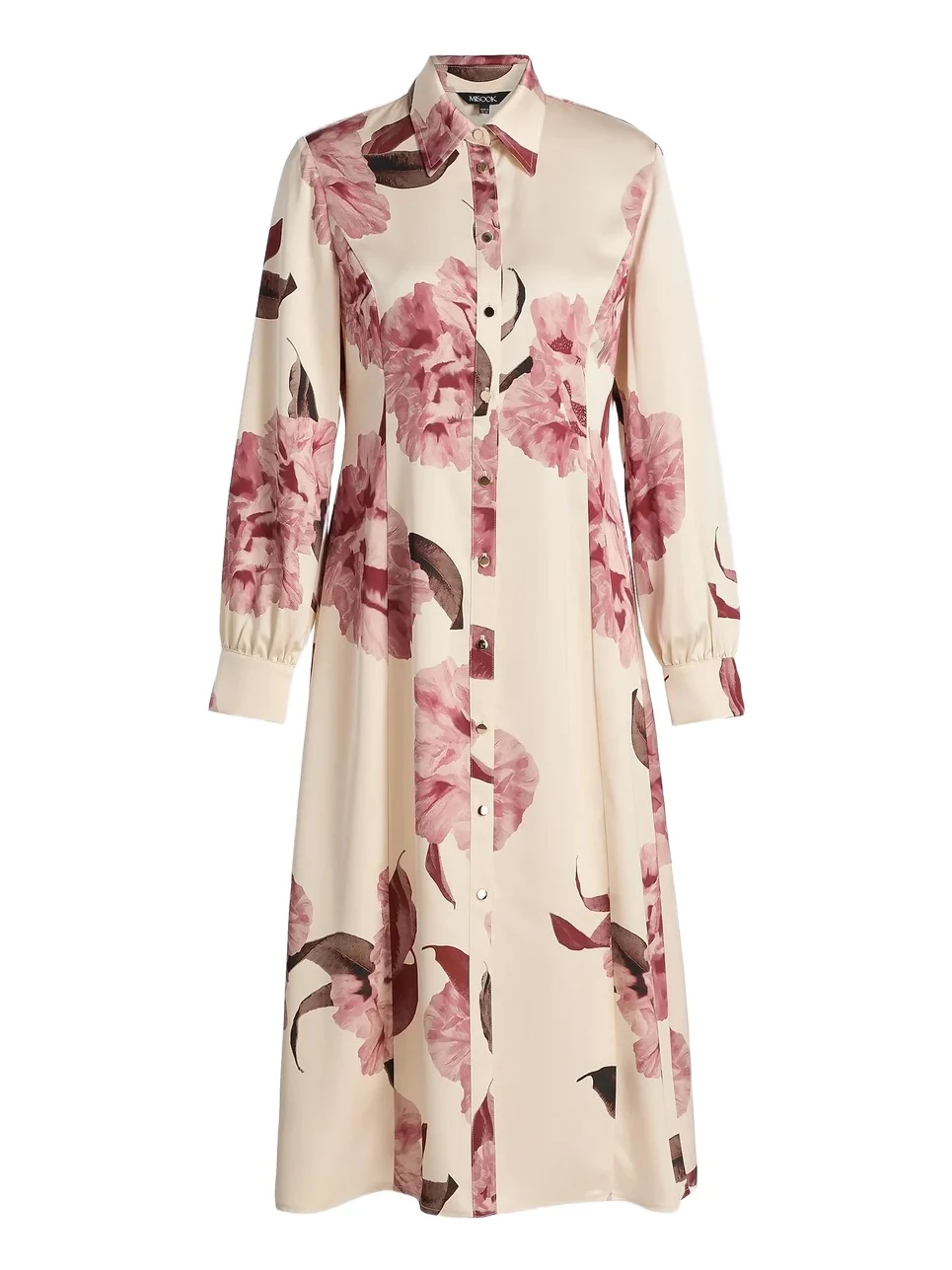 Misook Women's Floral Crepe De Chine Midi-Shirtdress