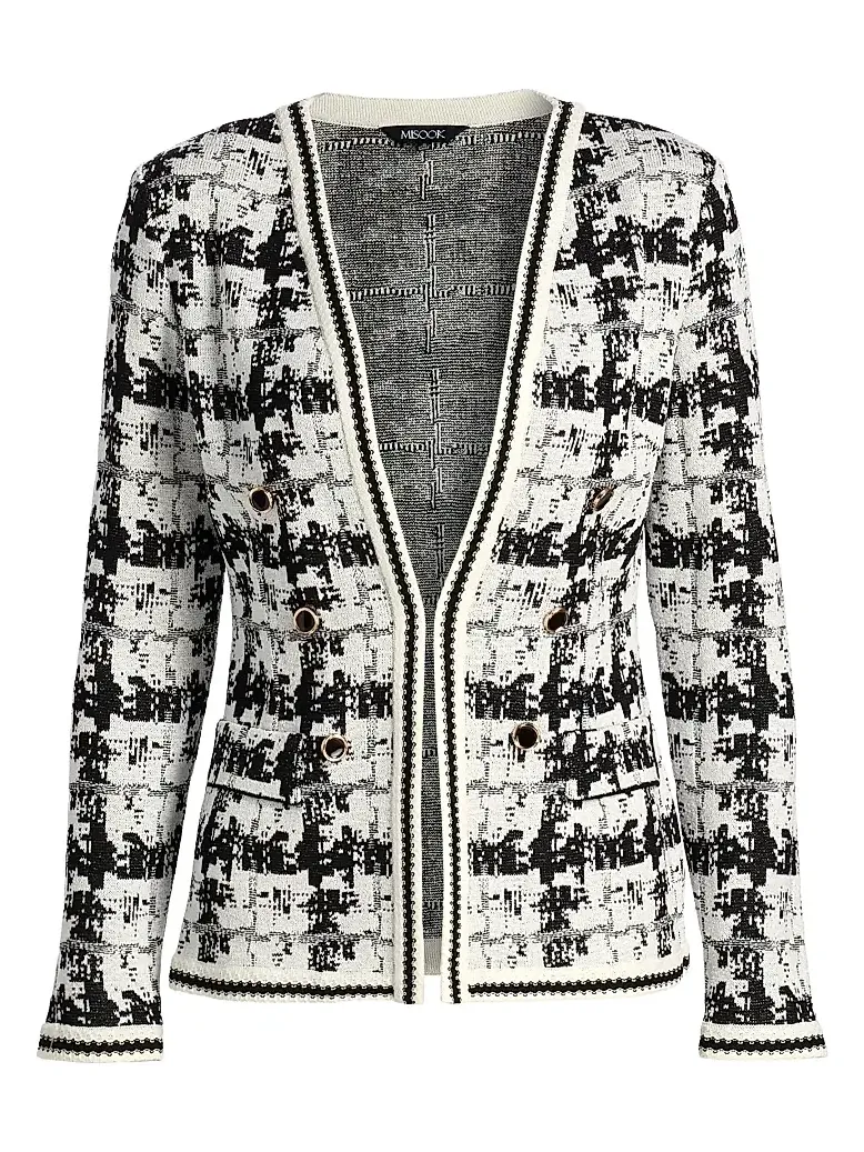 Women's Tailored Faux Double Breasted Knit Jacket
