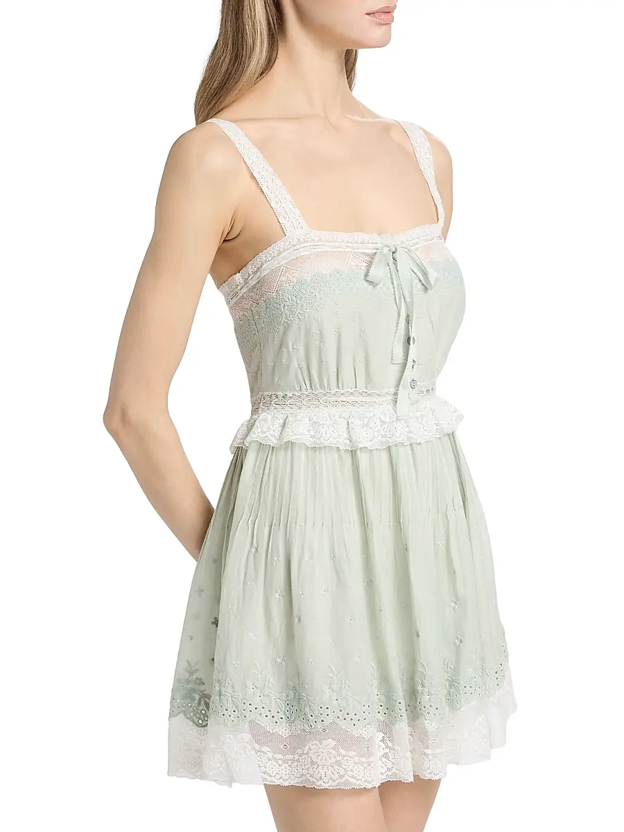 LoveShackFancy Women's Hadlee Eyelet Cotton A-Line Minidress | Thumbnail 4 LoveShackFancy Women's Hadlee Eyelet Cotton A-Line Minidress | Thumbnail 4