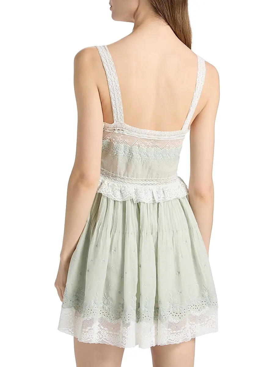 LoveShackFancy Women's Hadlee Eyelet Cotton A-Line Minidress | Thumbnail 5 LoveShackFancy Women's Hadlee Eyelet Cotton A-Line Minidress | Thumbnail 5