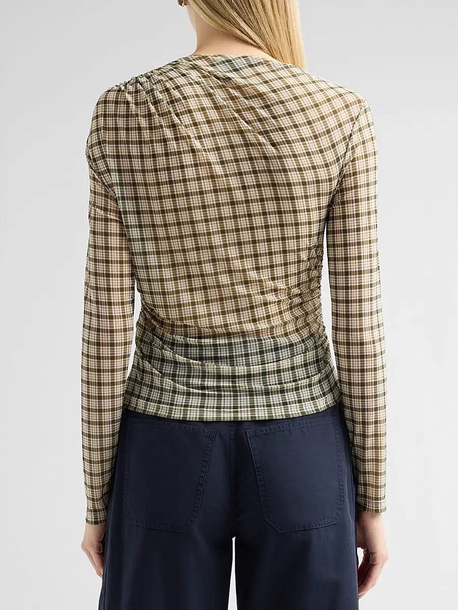 Veronica Beard Women's Nuvina Checked Draped Top | Thumbnail 3 Veronica Beard Women's Nuvina Checked Draped Top | Thumbnail 3