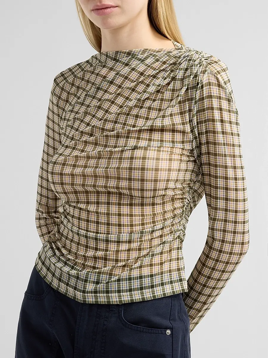 Veronica Beard Women's Nuvina Checked Draped Top | Thumbnail 5 Veronica Beard Women's Nuvina Checked Draped Top | Thumbnail 5
