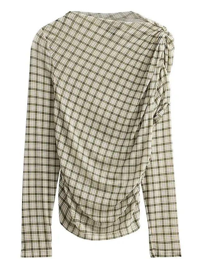 Women's Nuvina Checked Draped Top Women's Nuvina Checked Draped Top