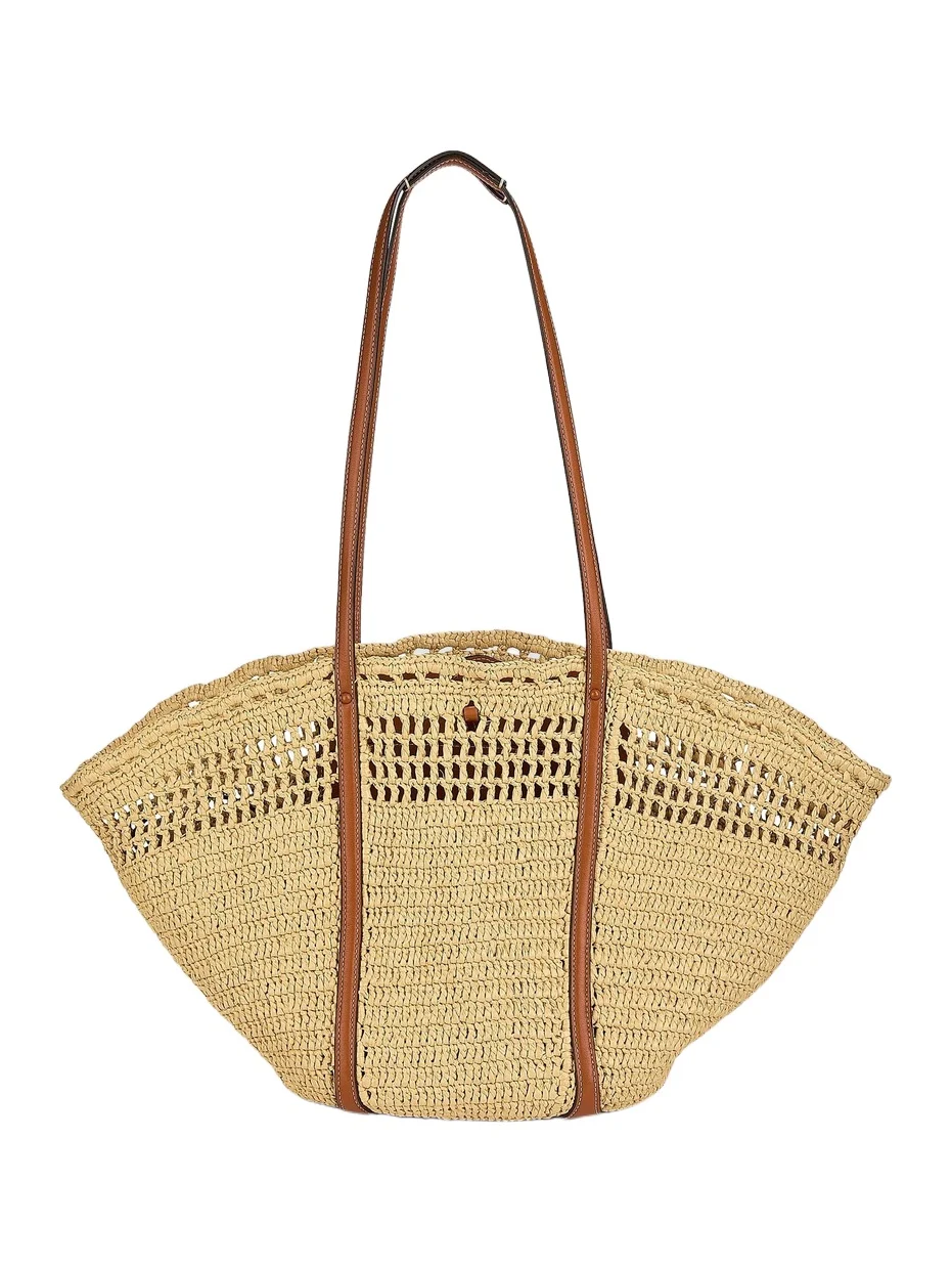 Women's Crocheted Raffia Basket Bag