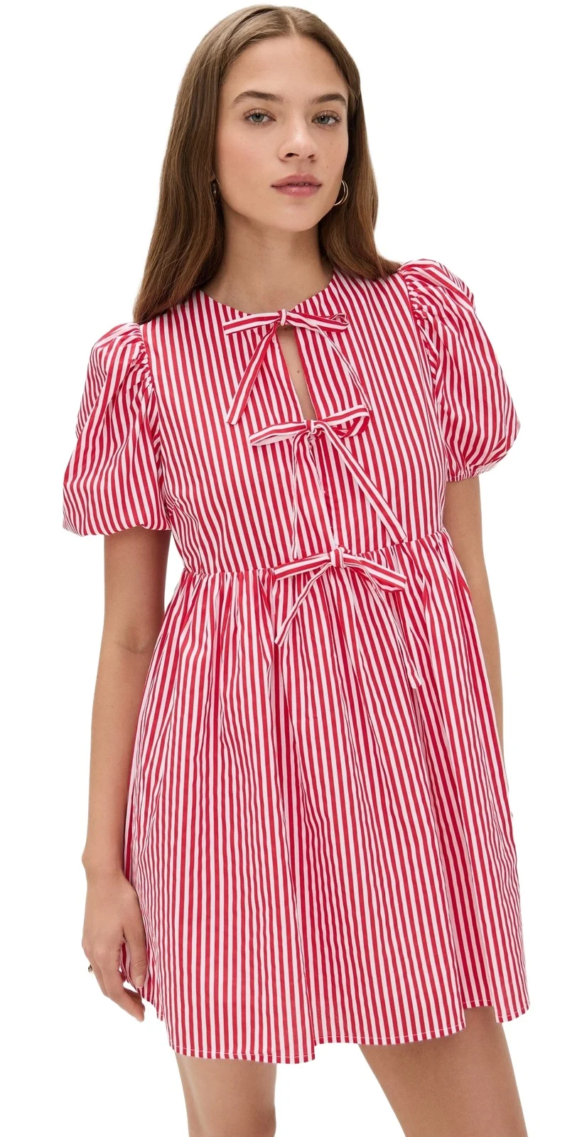 English Factory Stripe Sleeveless Bow Dress