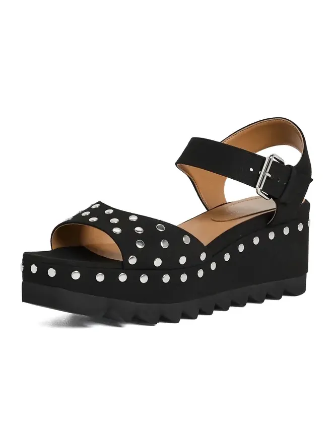 Elyse Alter Suede Sandals with Studs Black Elyse Alter Suede Sandals with Studs Black