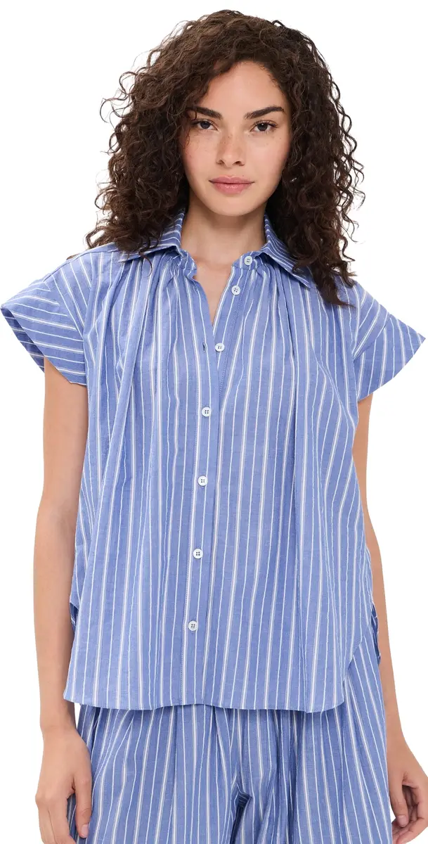 Secular Trinity Top Indigo tripe | Image 1 Secular Trinity Top Indigo tripe | Image 1