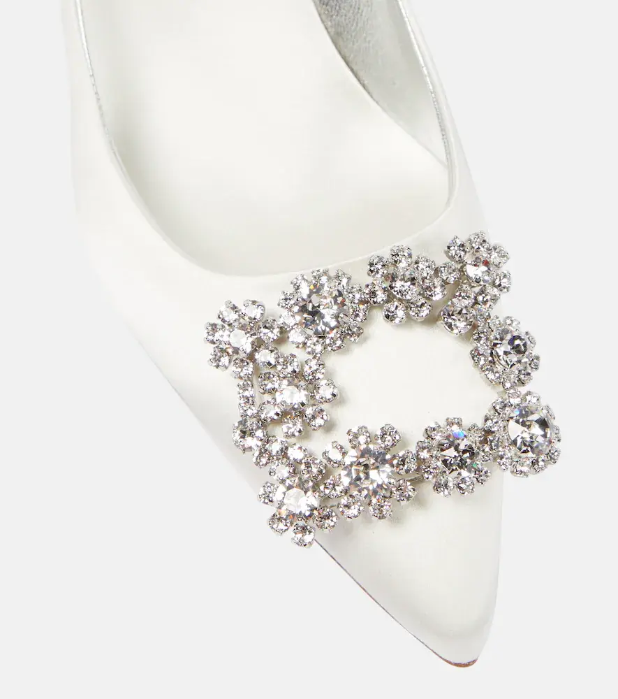 Roger Vivier Flower Strass embellished satin pumps | Thumbnail 4