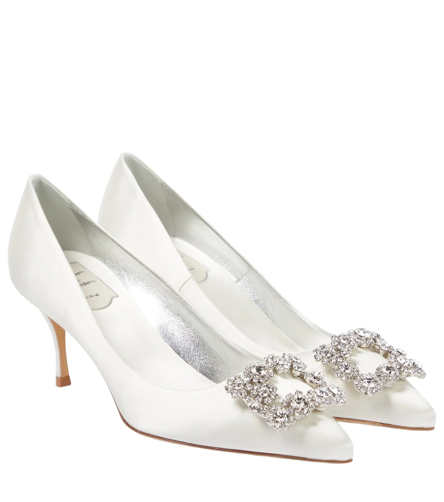Roger Vivier Flower Strass embellished satin pumps
