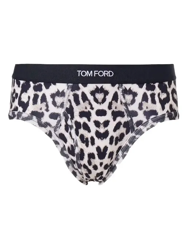 Tom Ford Leopard-print cotton-blend briefs