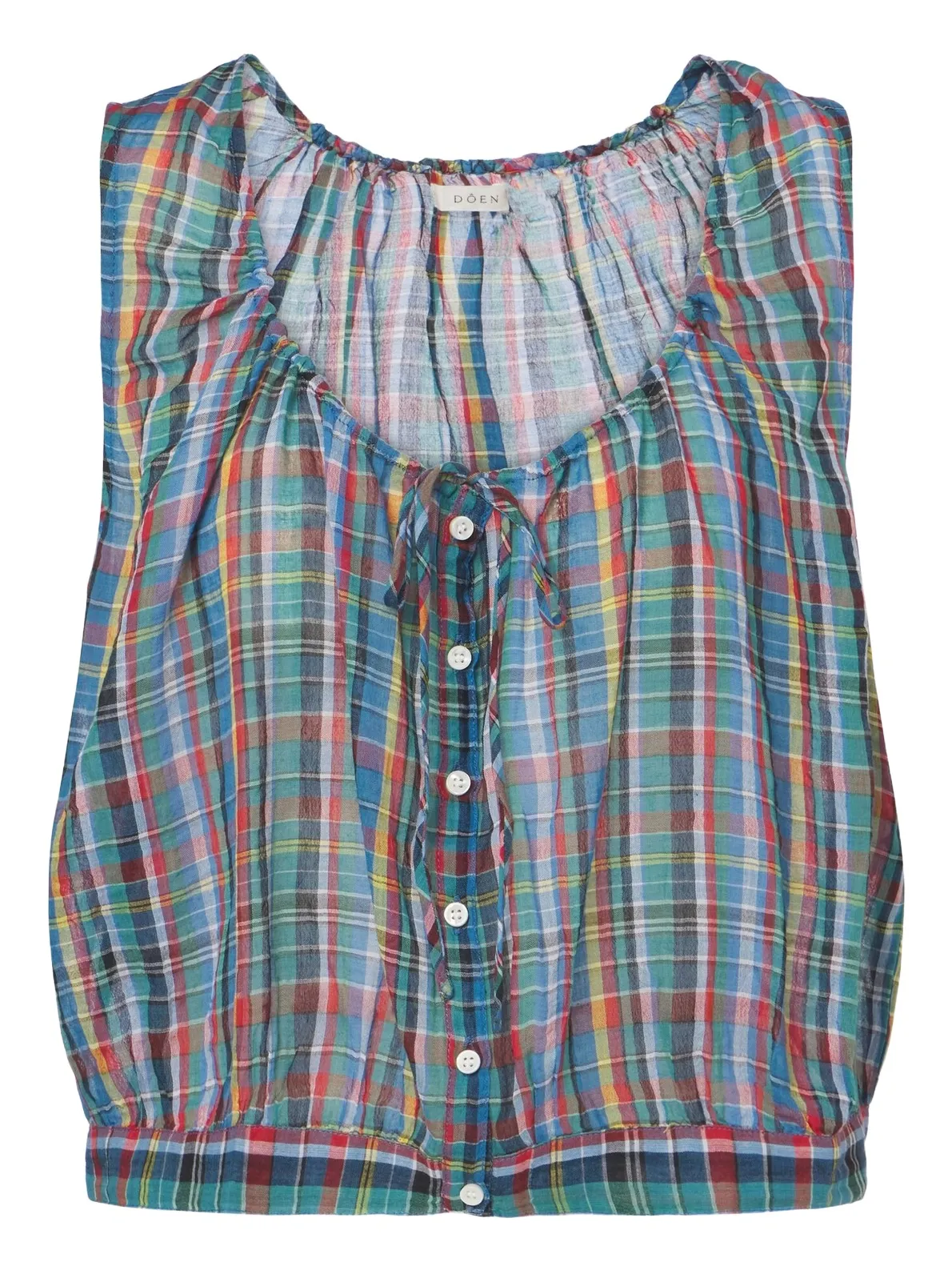 Dôen Theo plaid cotton voile top