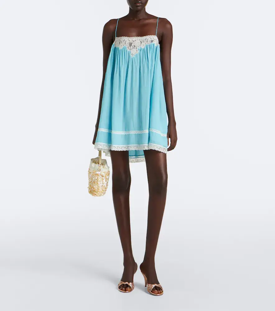 DÔEN Dôen Clemente lace-trimmed silk minidress | Thumbnail 2