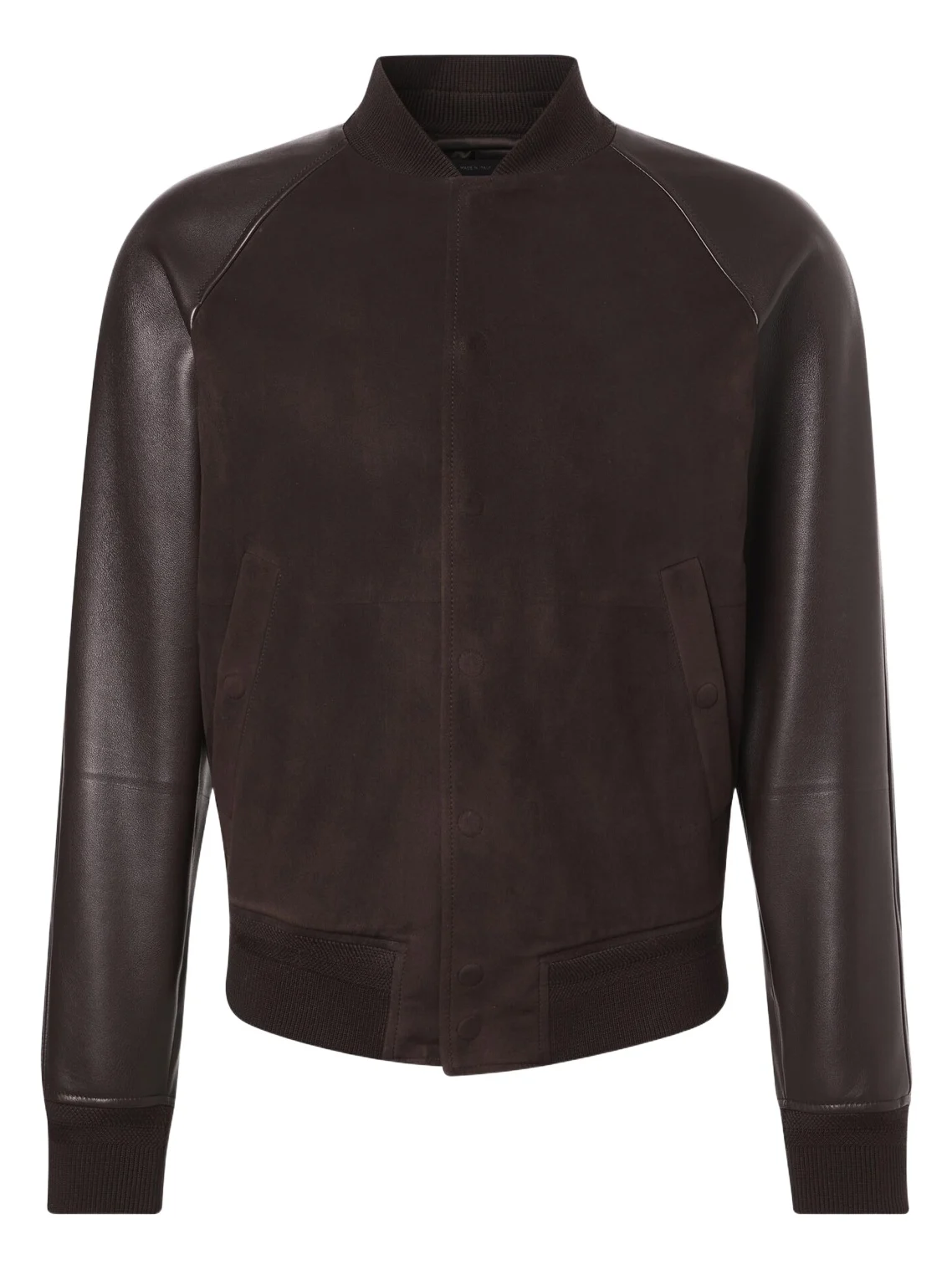 Leather and suede bomber jacket