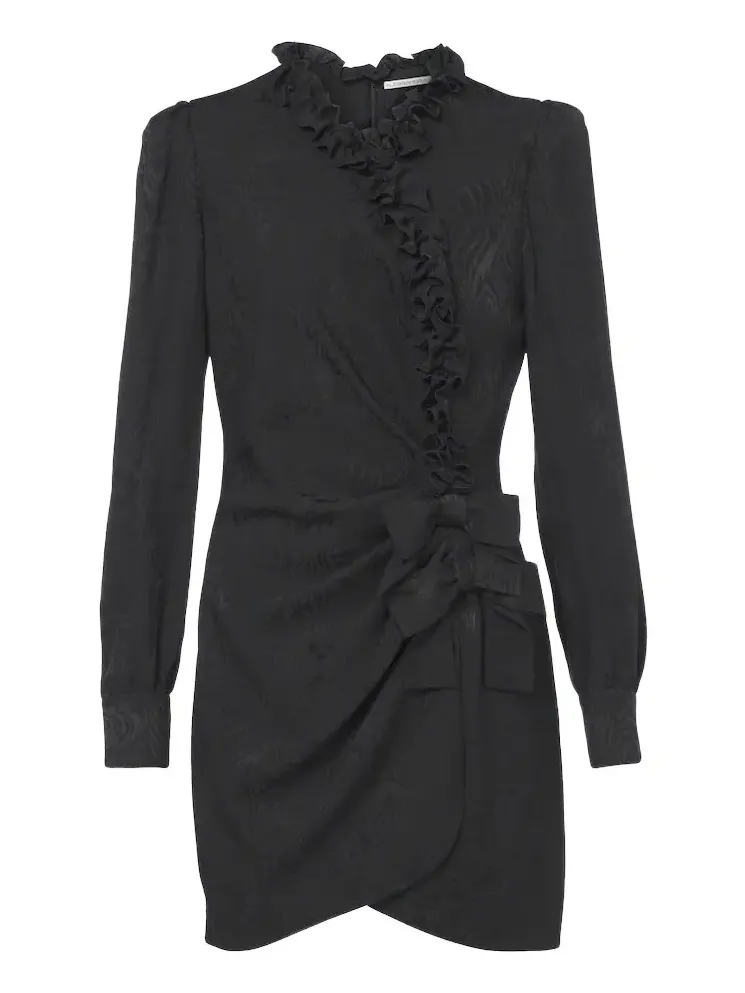 Bow-detail ruffled silk moiré minidress Bow-detail ruffled silk moiré minidress