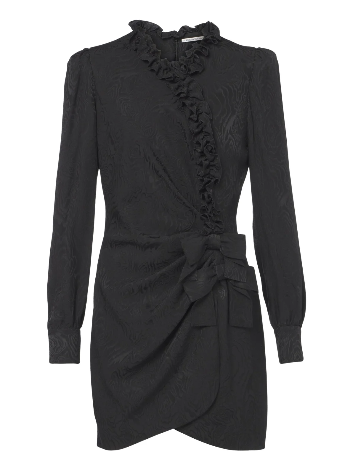 Alessandra Rich Bow-detail ruffled silk moiré minidress