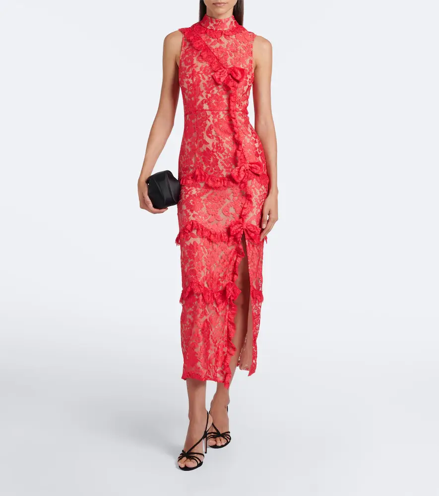 Alessandra Rich Bow-detail tiered lace cocktail dress | Thumbnail 4