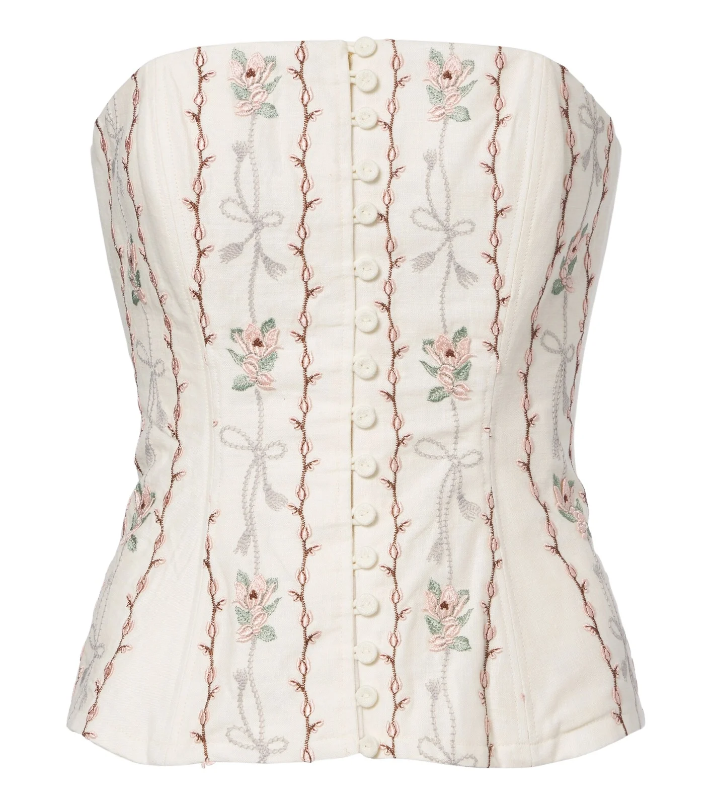 Agua by Agua Bendita Abelia floral embroidered linen corset