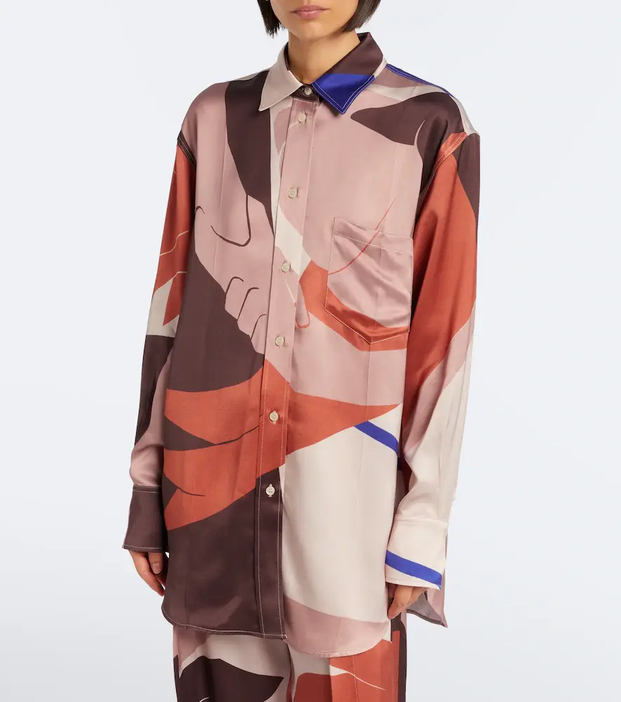 Victoria Beckham Printed crêpe satin shirt | Thumbnail 7