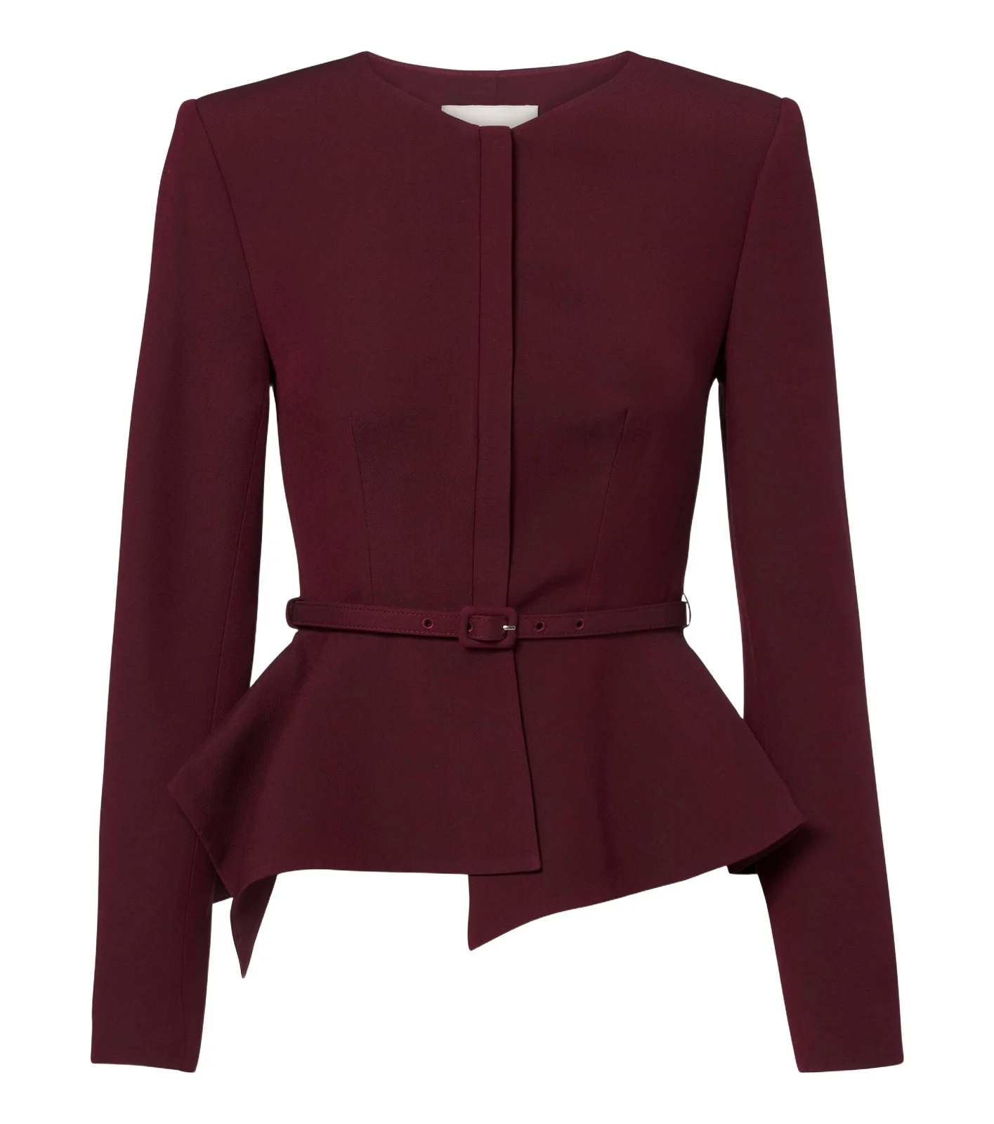 Belted peplum wool and silk jacket