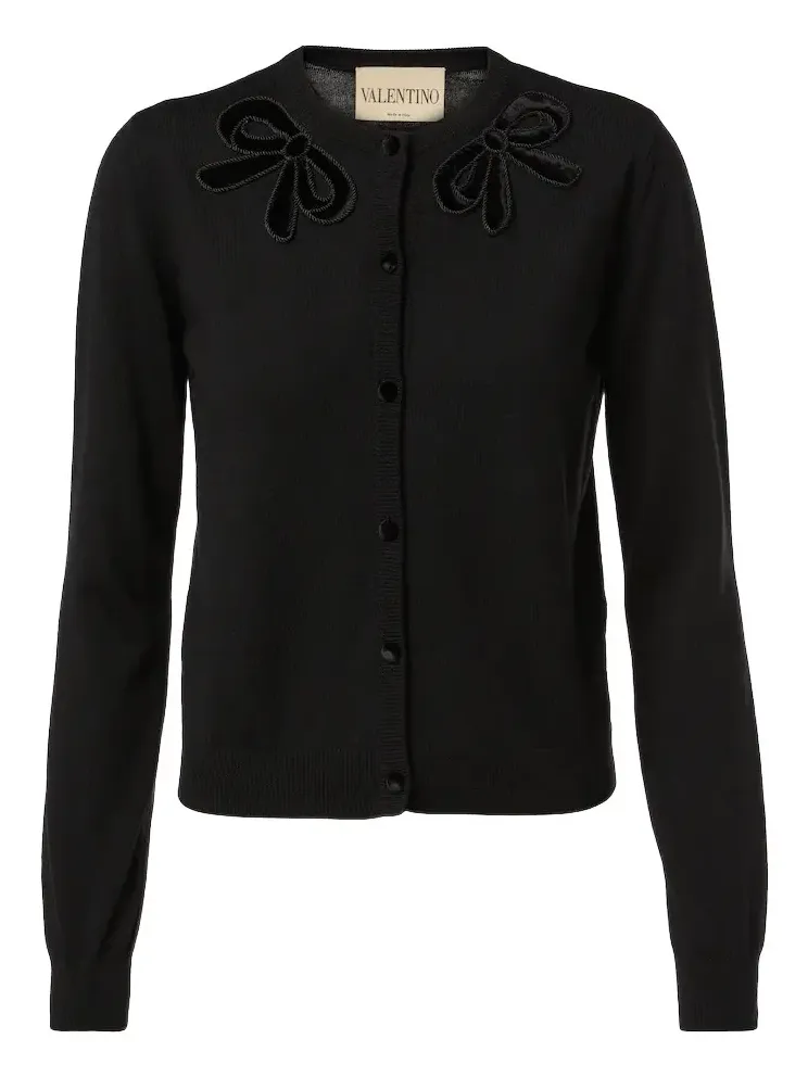 Embroidered virgin wool cardigan