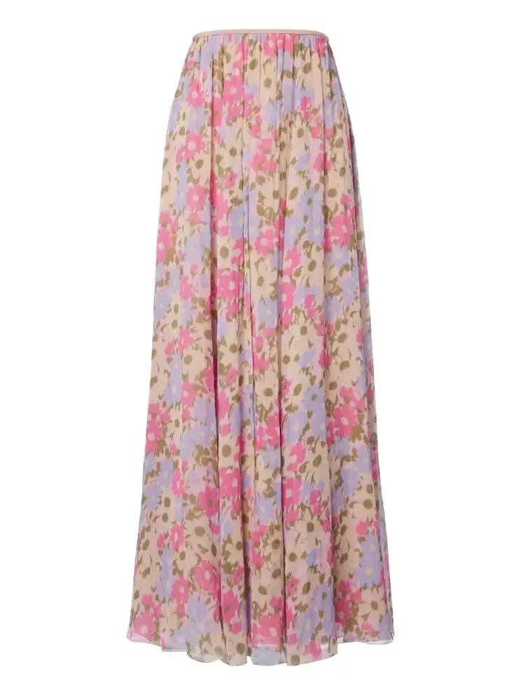 Floral silk crêpe de chine maxi skirt Floral silk crêpe de chine maxi skirt