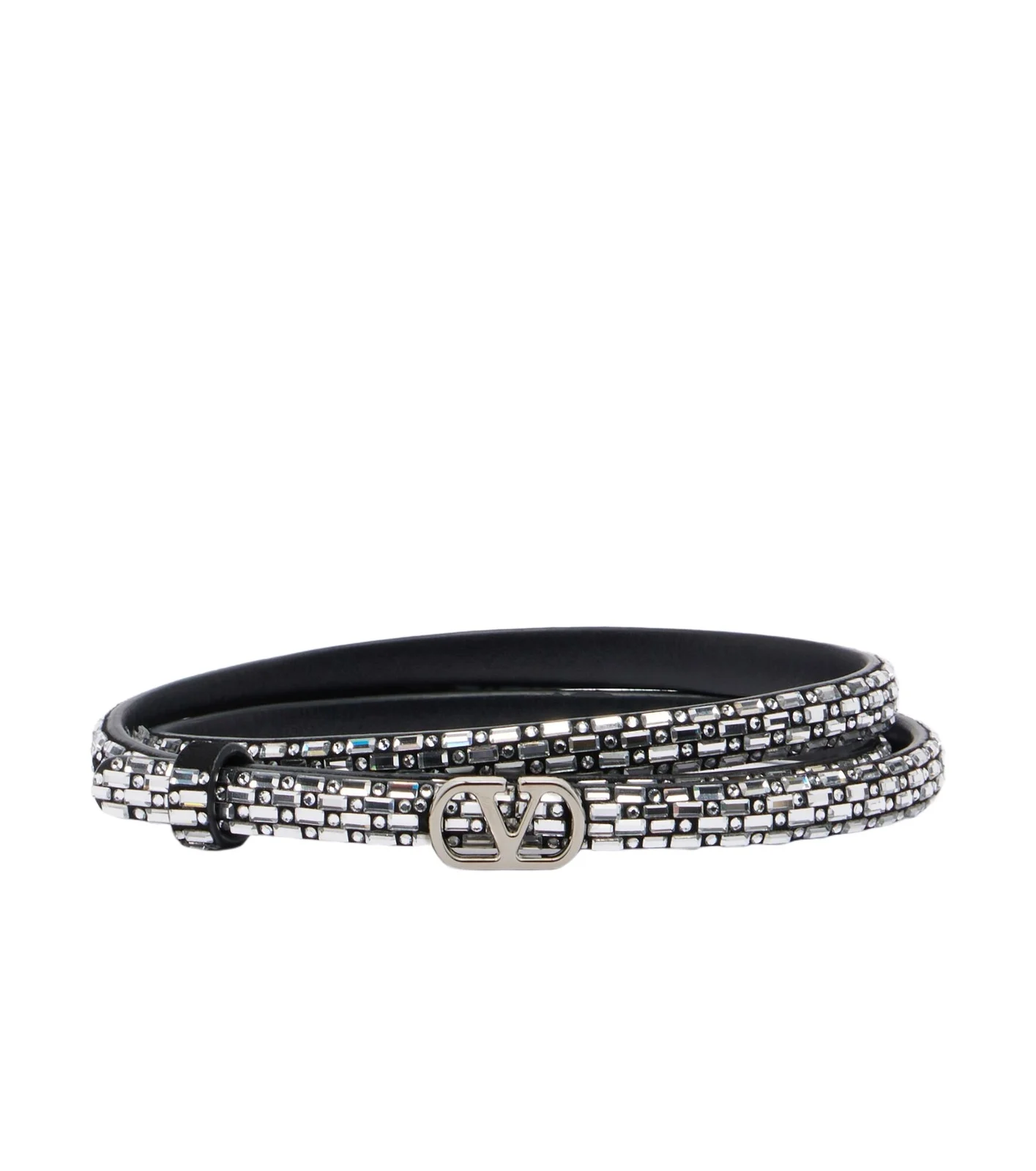 VLogo embellished leather belt VLogo embellished leather belt