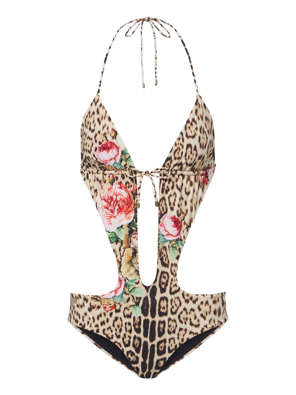 Leopard-print cutout swimsuit Leopard-print cutout swimsuit