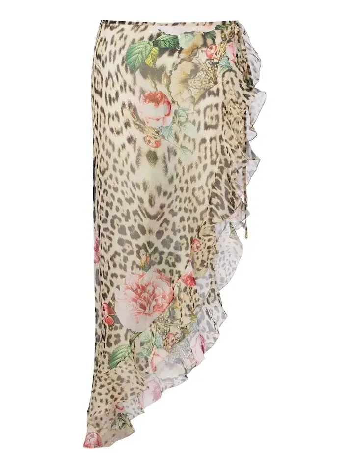 Leopard-print silk beach cover-up Leopard-print silk beach cover-up