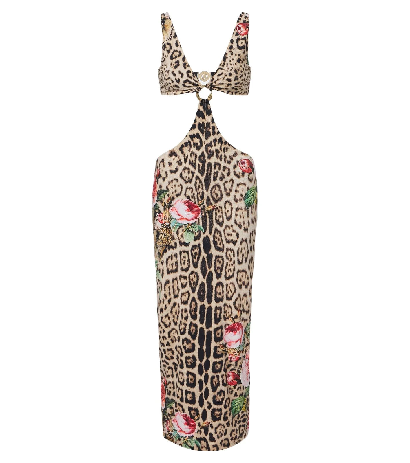 Cutout leopard-print midi dress Cutout leopard-print midi dress