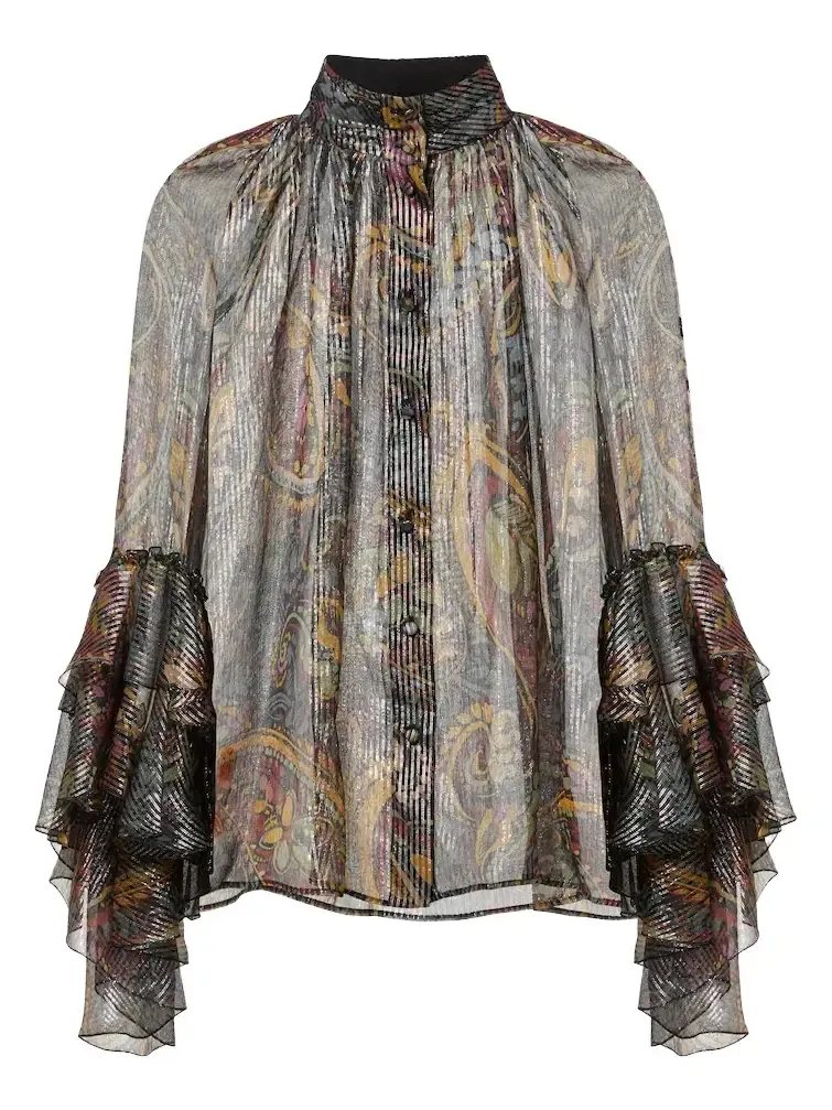 Paisley silk-blend lamé blouse Paisley silk-blend lamé blouse