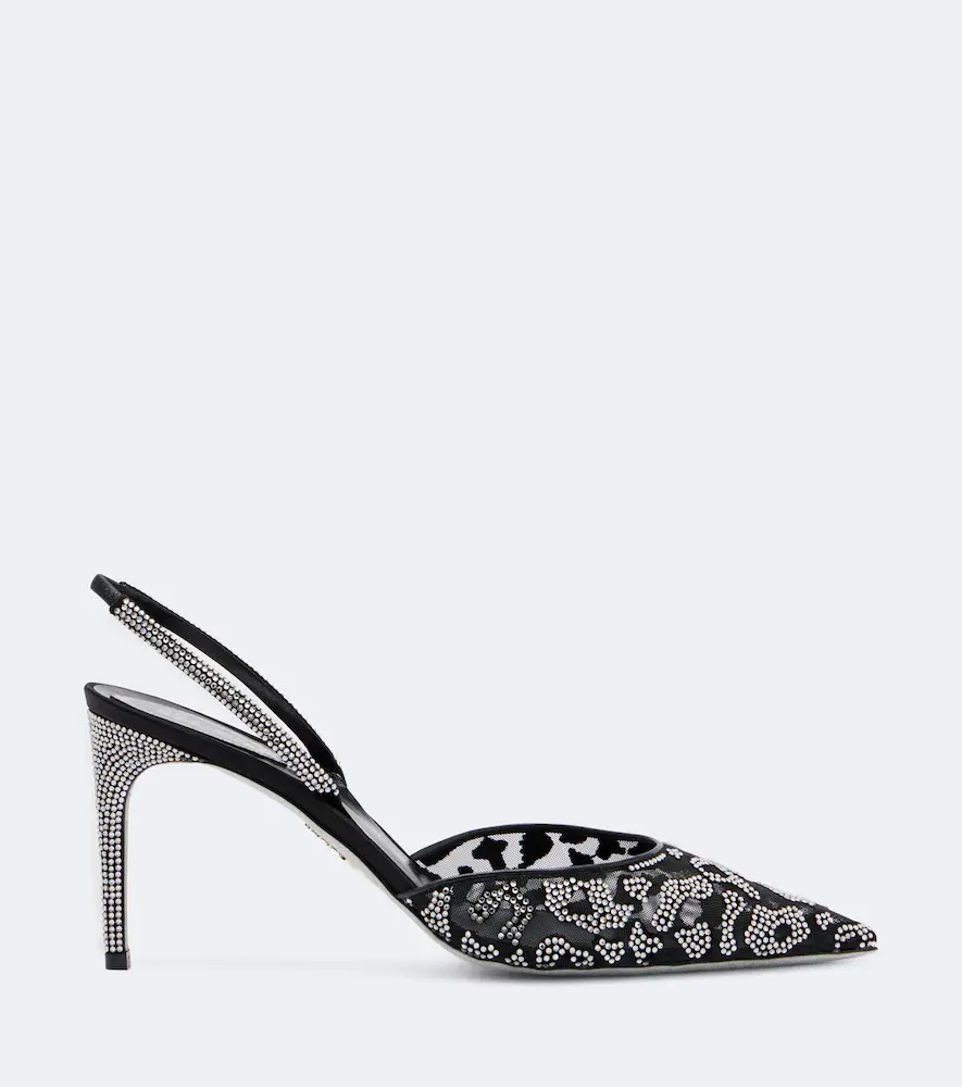 René Caovilla Embellished mesh slingback pumps | Thumbnail 3 René Caovilla Embellished mesh slingback pumps | Thumbnail 3