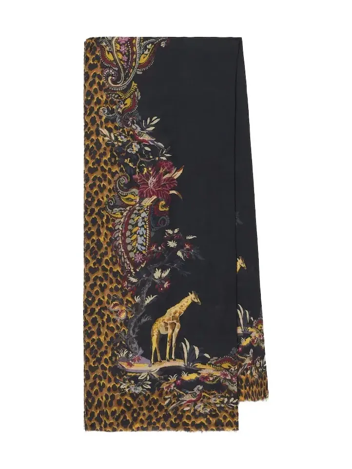 Printed modal and cashmere scarf