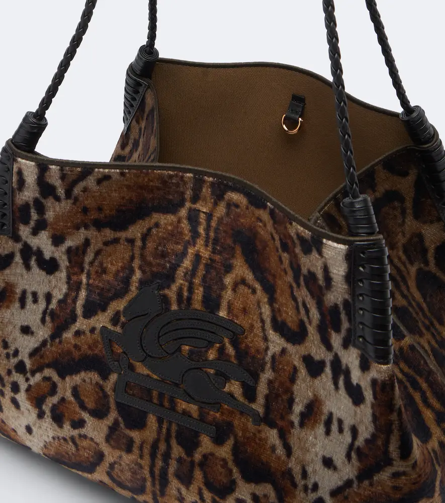 Etro Libra Large leopard-print velvet tote bag | Thumbnail 3