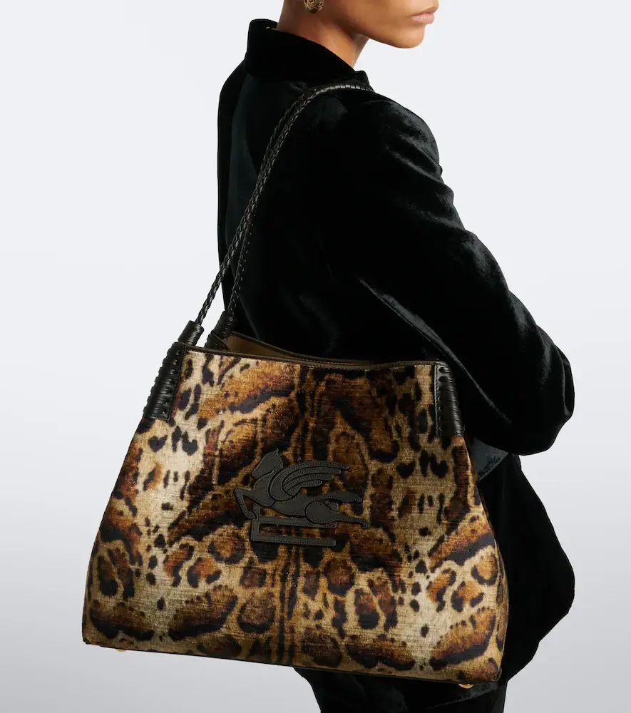 Etro Libra Large leopard-print velvet tote bag | Thumbnail 5