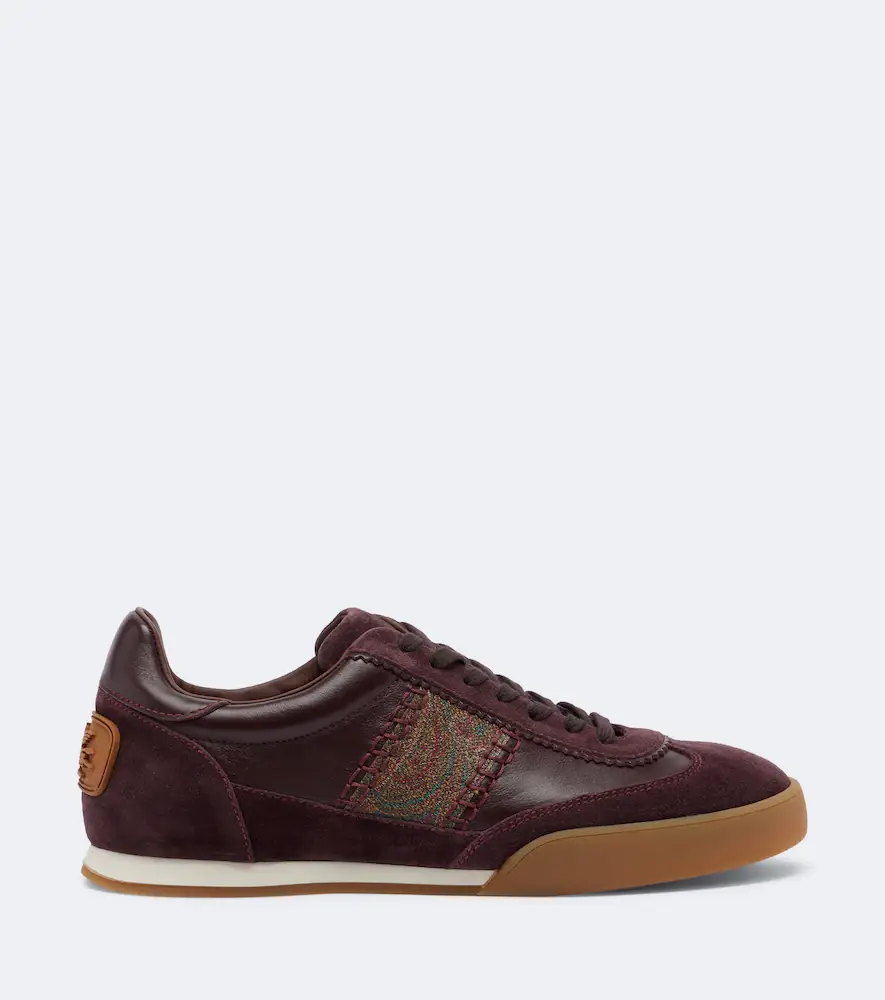 Etro Pegaso suede-trimmed leather sneakers | Thumbnail 2 Etro Pegaso suede-trimmed leather sneakers | Thumbnail 2