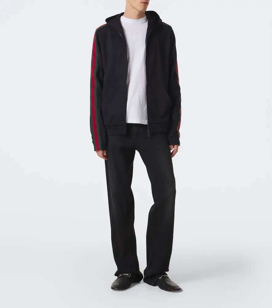 Gucci Web Stripe silk and cotton jersey hoodie | Thumbnail 5 Gucci Web Stripe silk and cotton jersey hoodie | Thumbnail 5