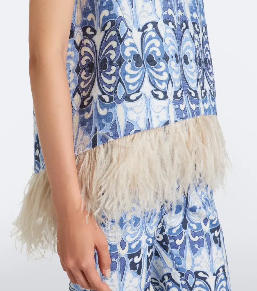 La DoubleJ La Scala feather-trimmed cotton top | Thumbnail 4 La DoubleJ La Scala feather-trimmed cotton top | Thumbnail 4