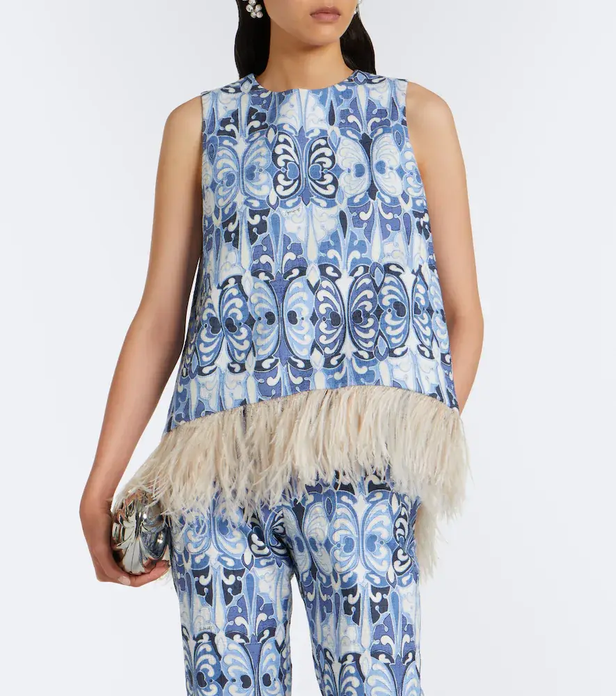 La DoubleJ La Scala feather-trimmed cotton top | Thumbnail 5 La DoubleJ La Scala feather-trimmed cotton top | Thumbnail 5