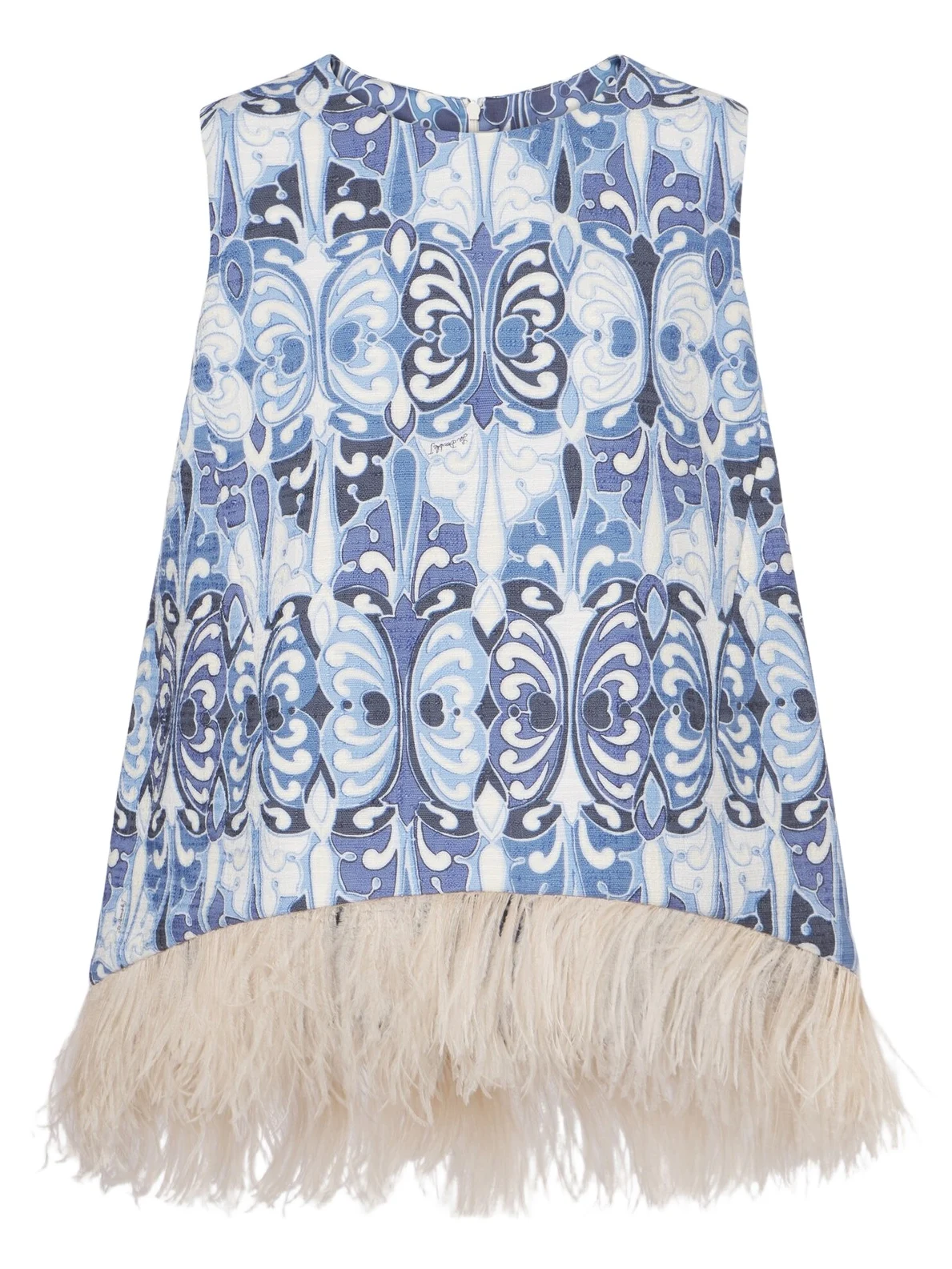 La Scala feather-trimmed cotton top La Scala feather-trimmed cotton top
